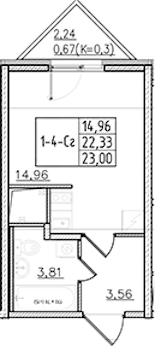 Квартира студия 23 м², 11/19 эт., ЖК «Мурино Клаб»